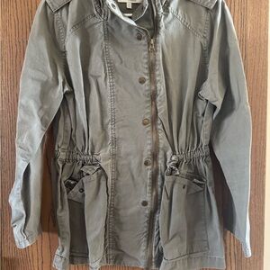 Charlotte Russe Olive Green Utility Jacket with Drawstring Waist